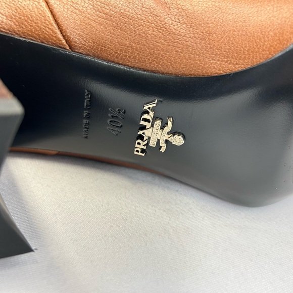 Prada Leather cognac Mid high boots Sz 10.5 - Picture 8 of 9